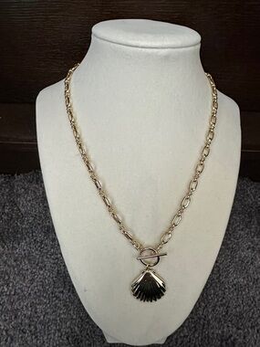 Electric Picks Gold-Tone Shell Pendant Toggle Necklace - Women Jewelry